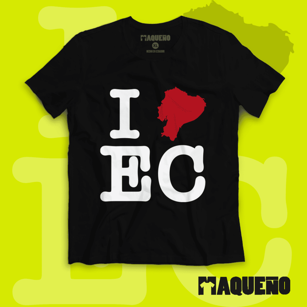 CAMISETA I LOVE EC - MAQUEÑO ECUADOR